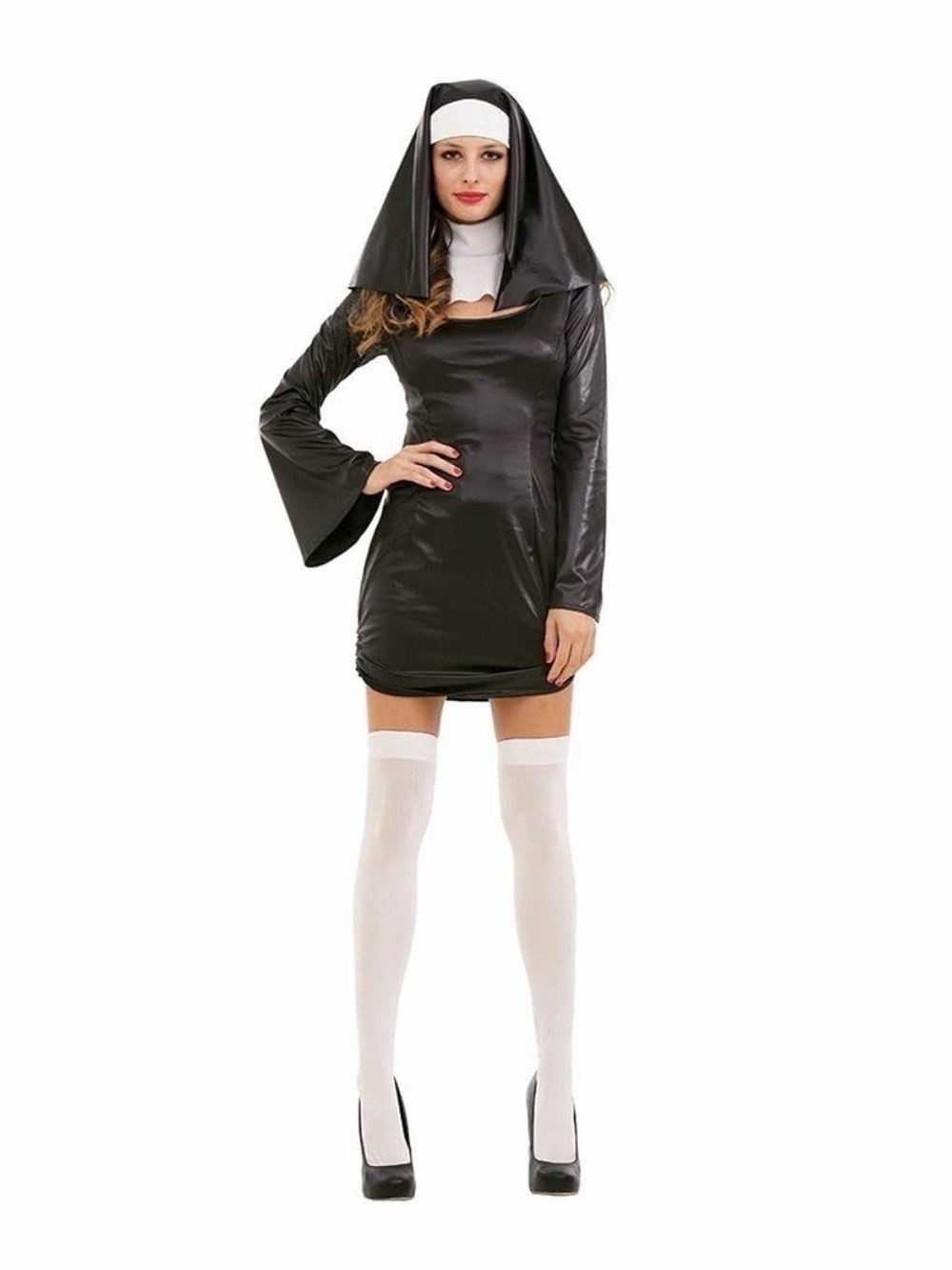 NWT Women's Halloween Costume Nun Black White Dress Size Small